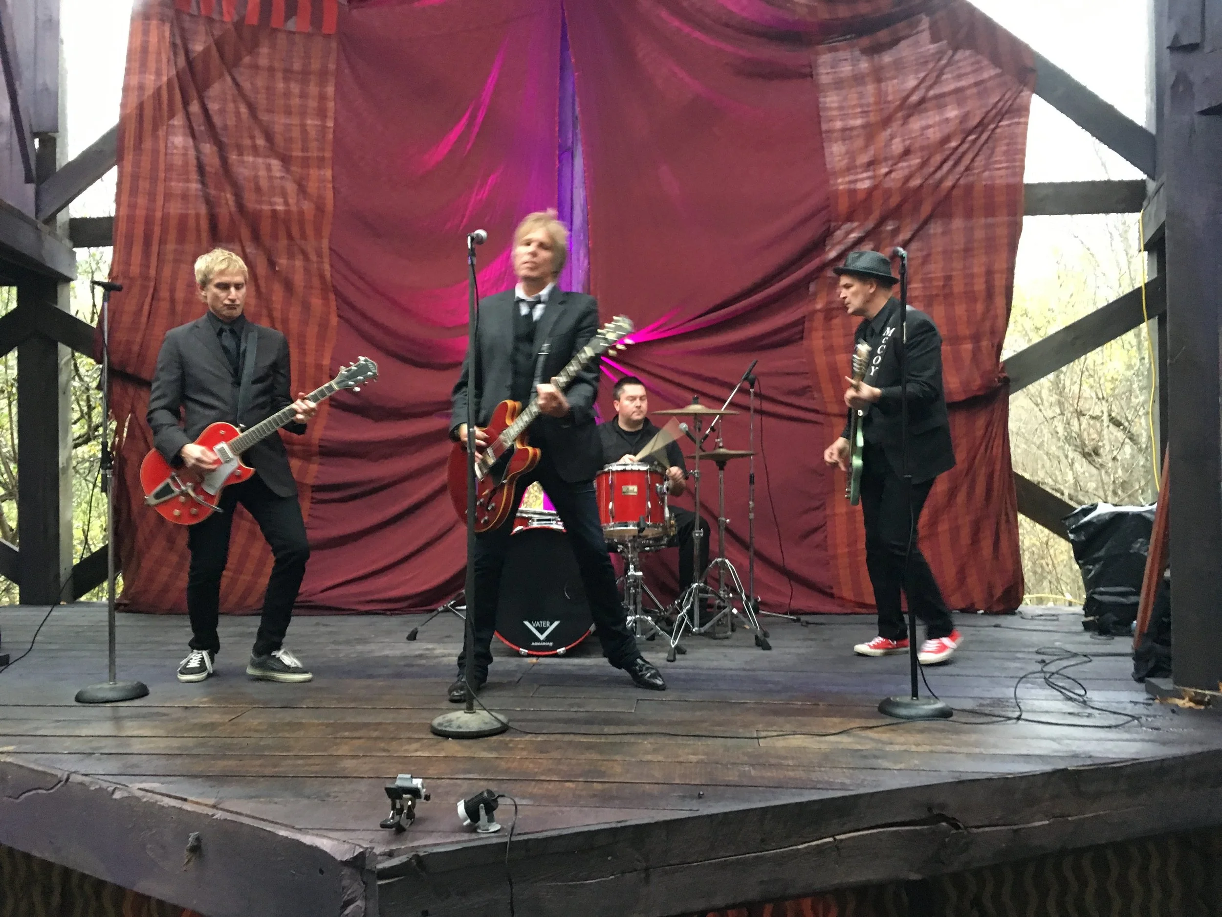 Watts "She's So Electric" was shot at Haunted Overload in the rain - this is a drone shot as the band is 20 feet off the ground on this elevated stage.