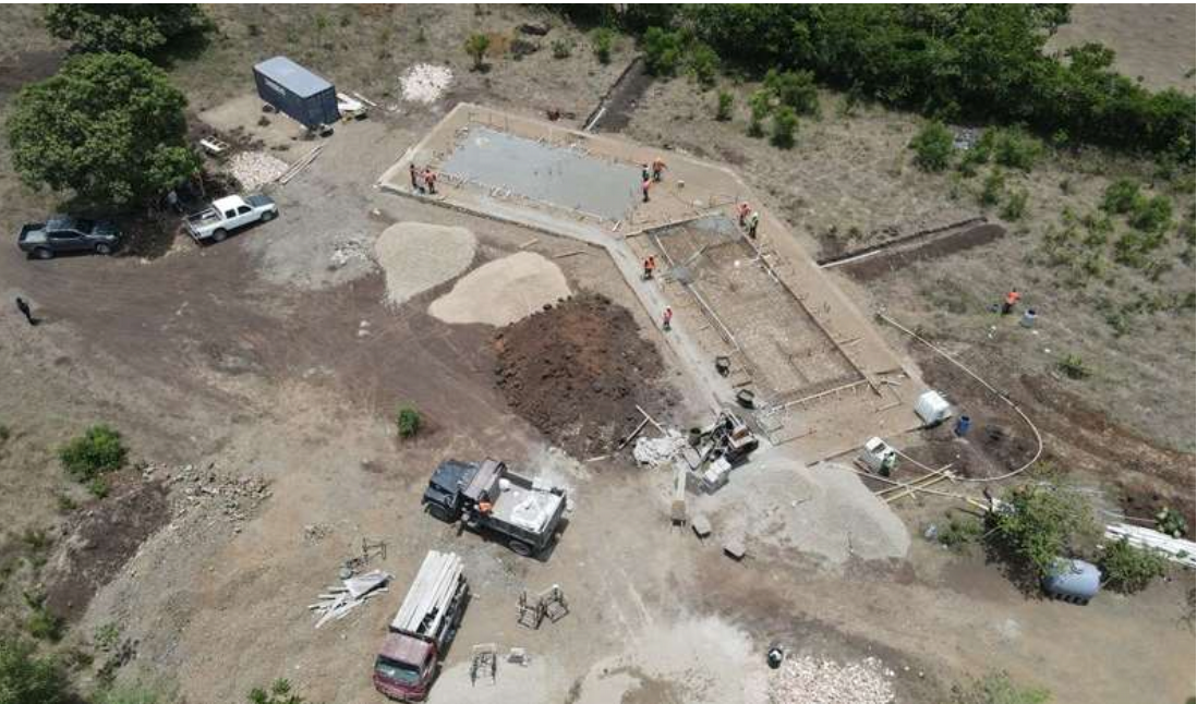 The concrete slabs were poured over two days, finishing on June 10, 2022.