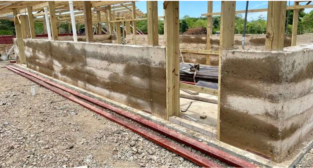 The form work was removed to reveal the first wall.