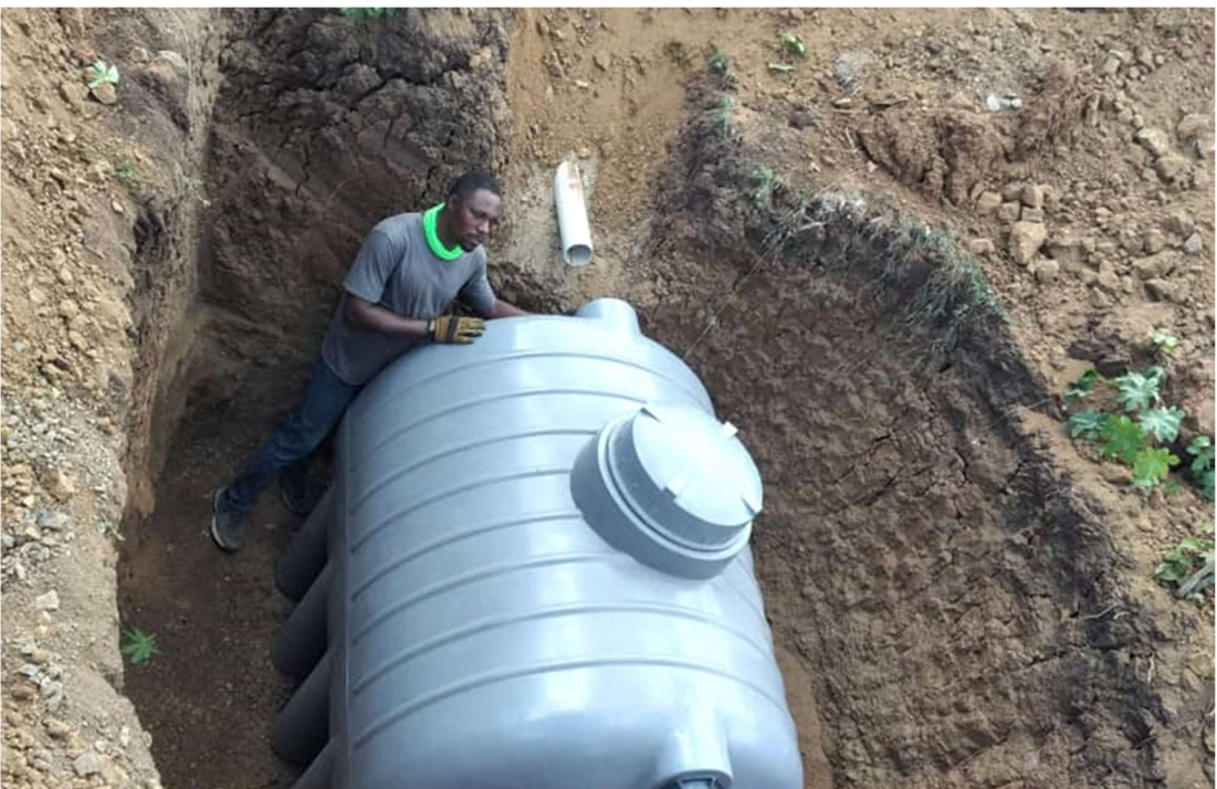 800 Gallon septic tank was installed and connected to a leachfield.