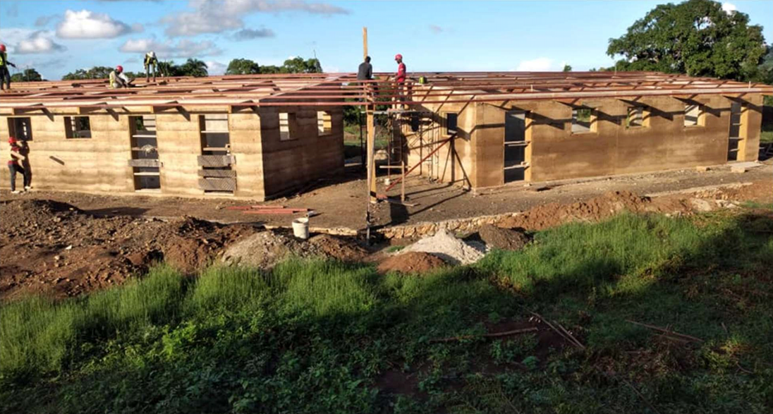 Steel purlins for the roofing structure installed here.