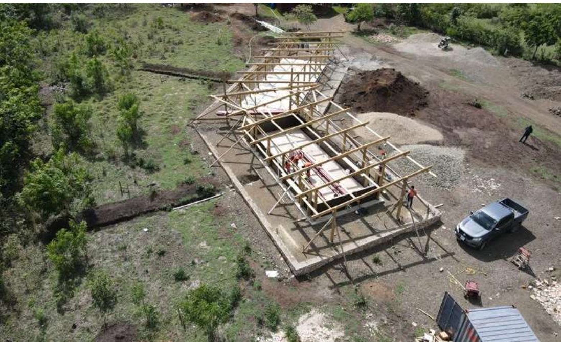The framing complete and the first lift for the walls was ready to begin in early August 2022.