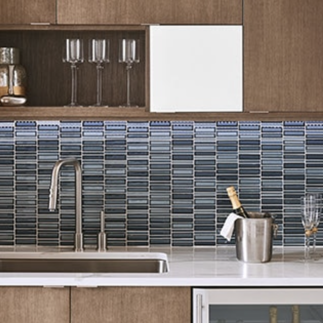 To add depth and sophistication to your space, consider richly saturated hues for your kitchen backsplash. Daltile offers several opulent mosaics in glass or ceramic along with subway tile and four-inch ceramic tiles in over a hundred colors.