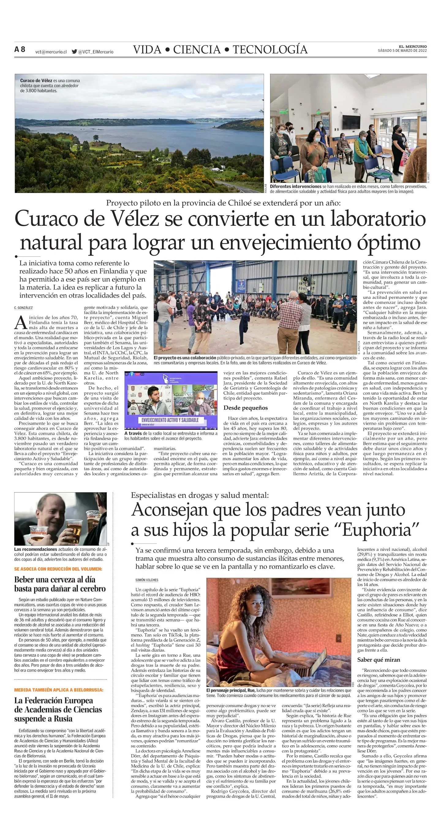 Publicación Proyecto Envejecimiento Activo y Saludable - El Mercurio