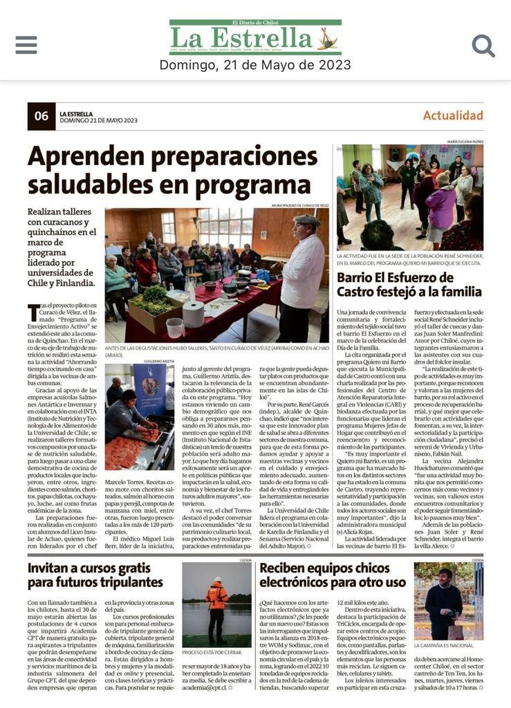 Diario La Estrella publica nota del Programa Envejecimiento Activo