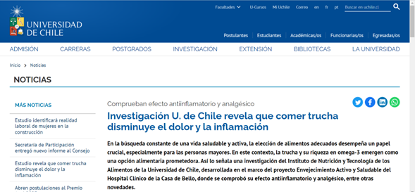 Publicación: Investigación U. de Chile revela que comer trucha disminuye el dolor y la inflamación