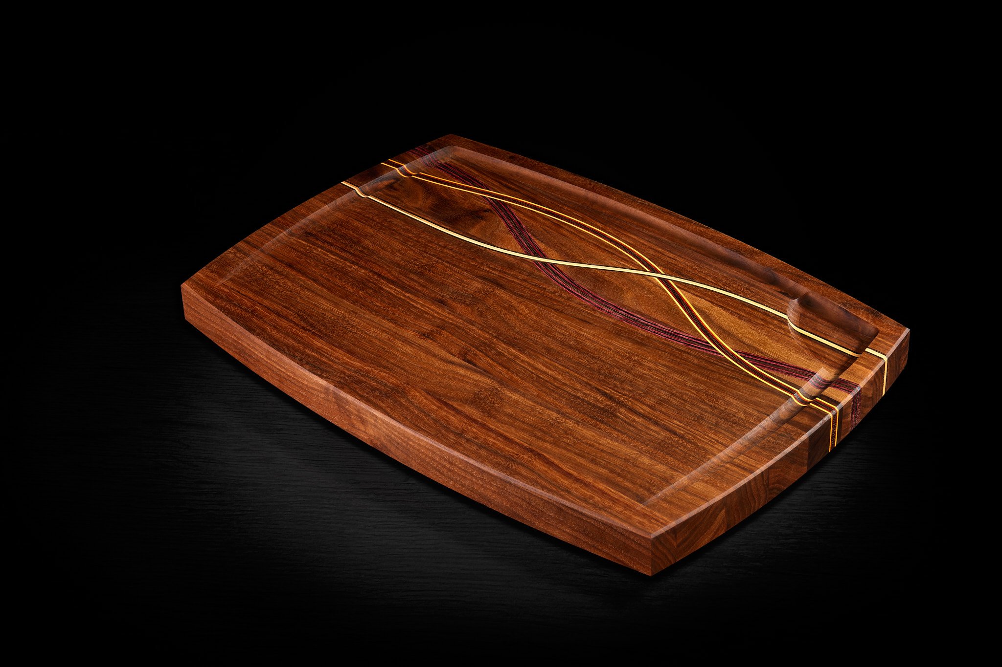 Walnut cutting boards with curved inlays - Terrestra