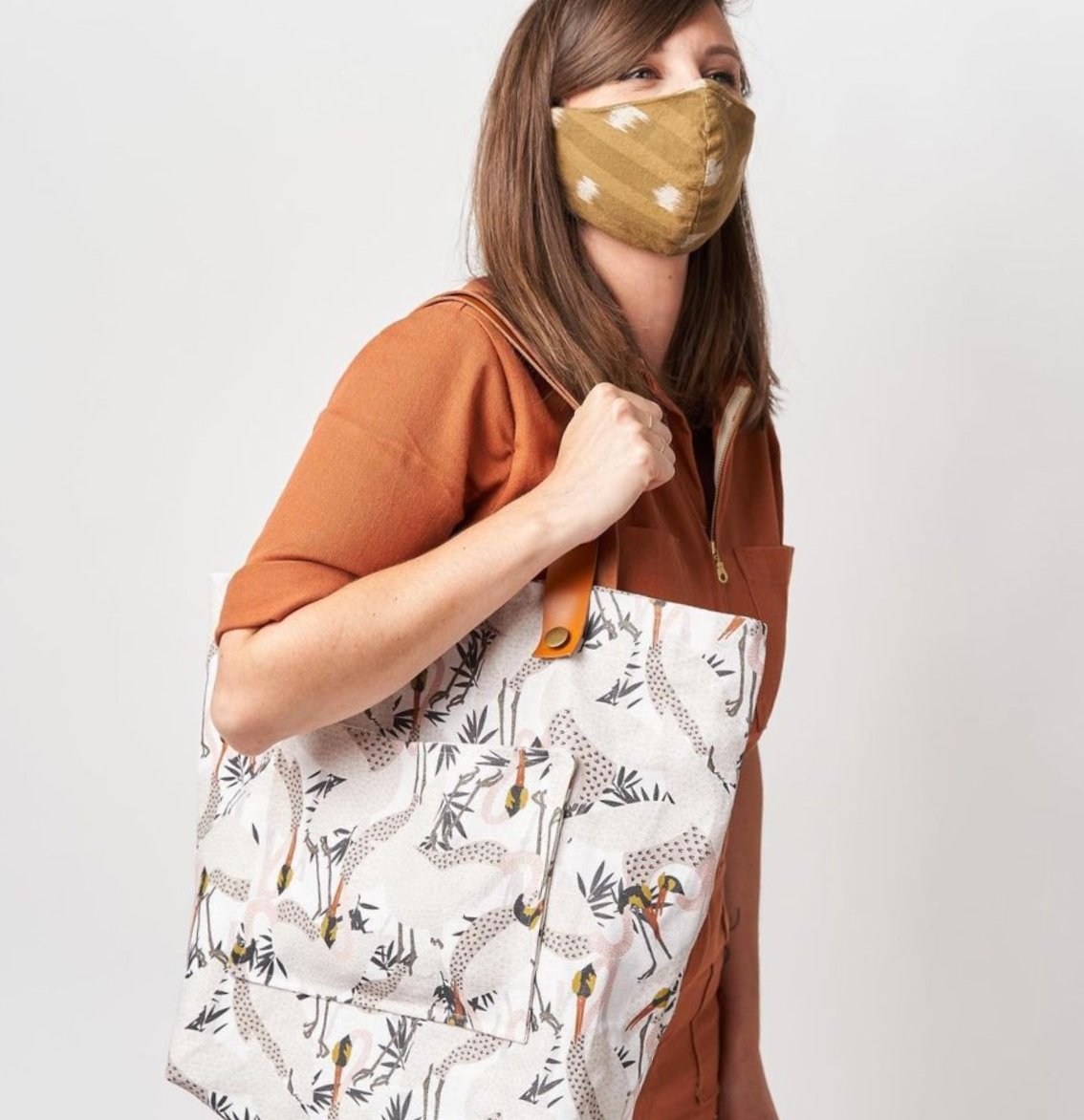 Fabric: Herons in White by Hollie Zollinger on 100% Belgian Linen from Spoonflower