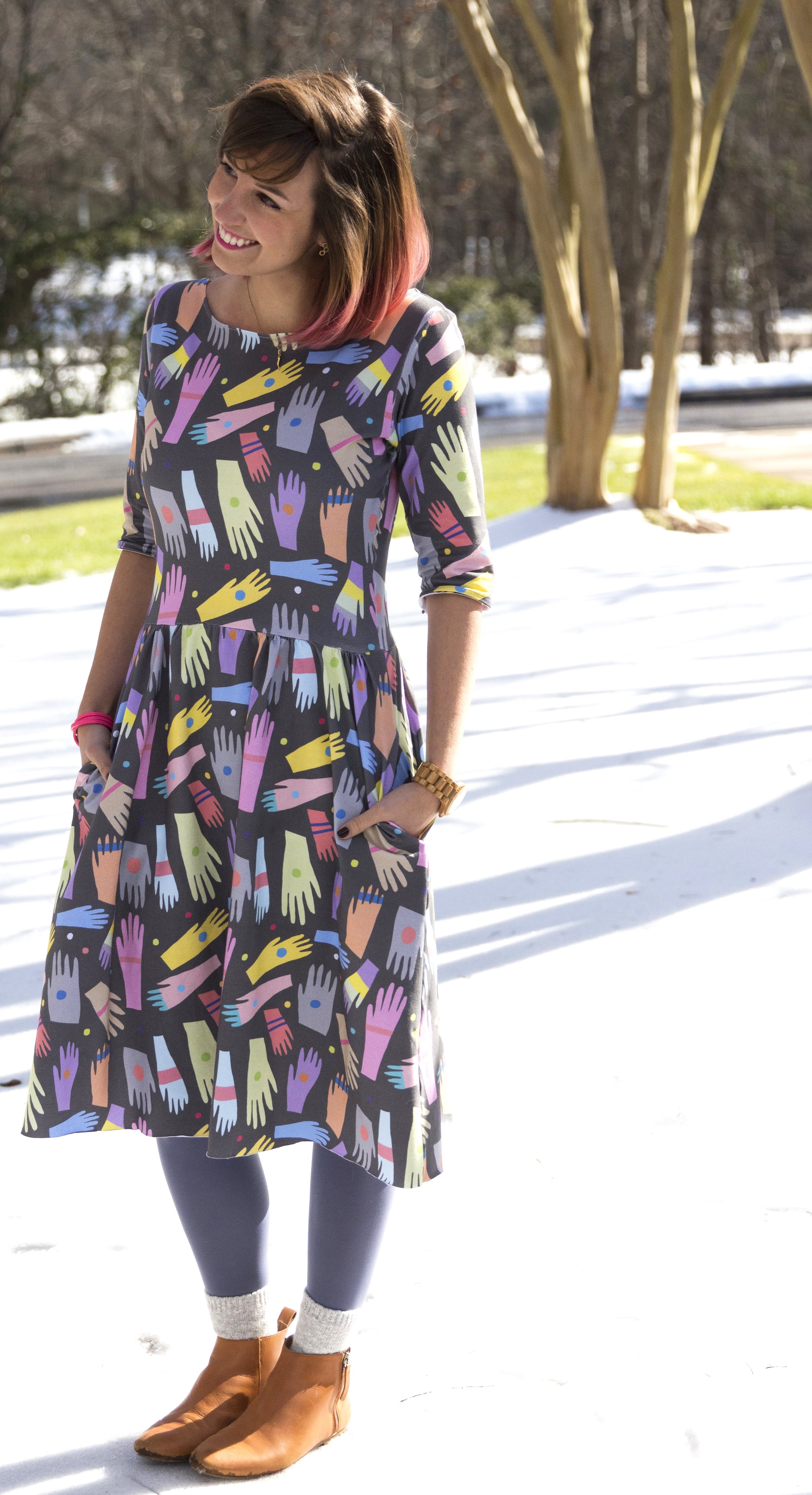 Sewing Pattern: Moneta Dress
Fabric: Cotton Spandex Jersey from Spoonflower