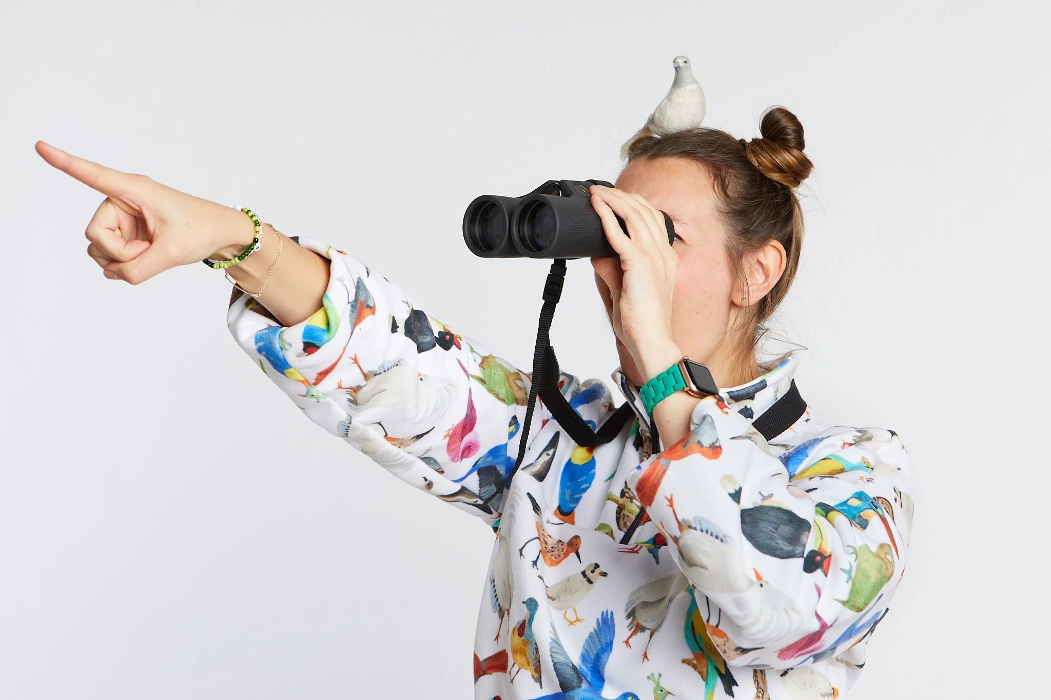 Amari Jacket by Seamwork Patterns sewn in Polartec Fleece from Spoonflower featuring the print "Endangered Birds" by Anja Riebensahm