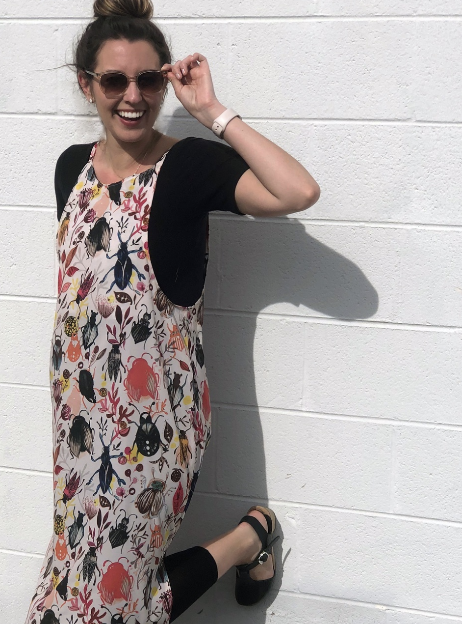 Sewing Pattern adapted from the York Pinafore by Helen's Closet
Fabric:
