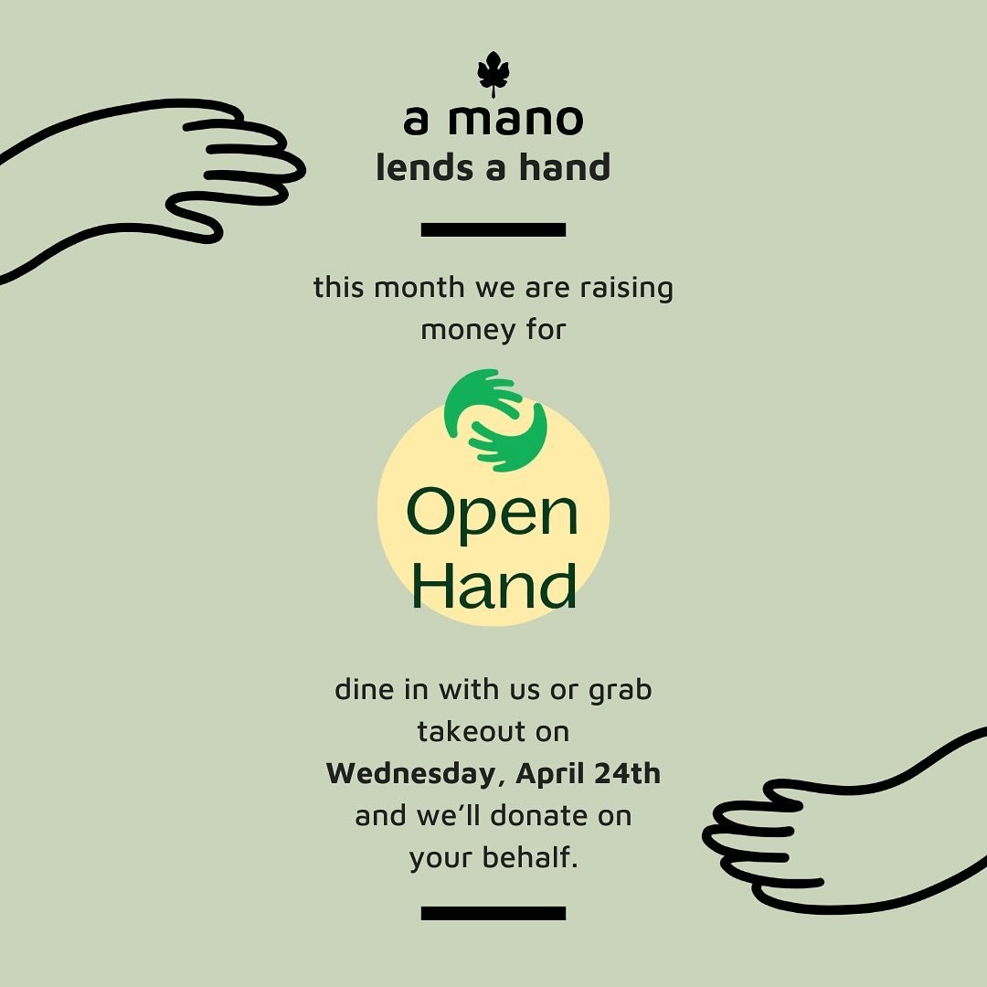 this month, we are participating in the Open Hand Dining Out For Life event!

enjoy dine-in or takeout on Wednesday, April 24, 2024! we will donate a percentage of each bill to help @openhandatlanta continue to provide more than 5,000 nutritious meal