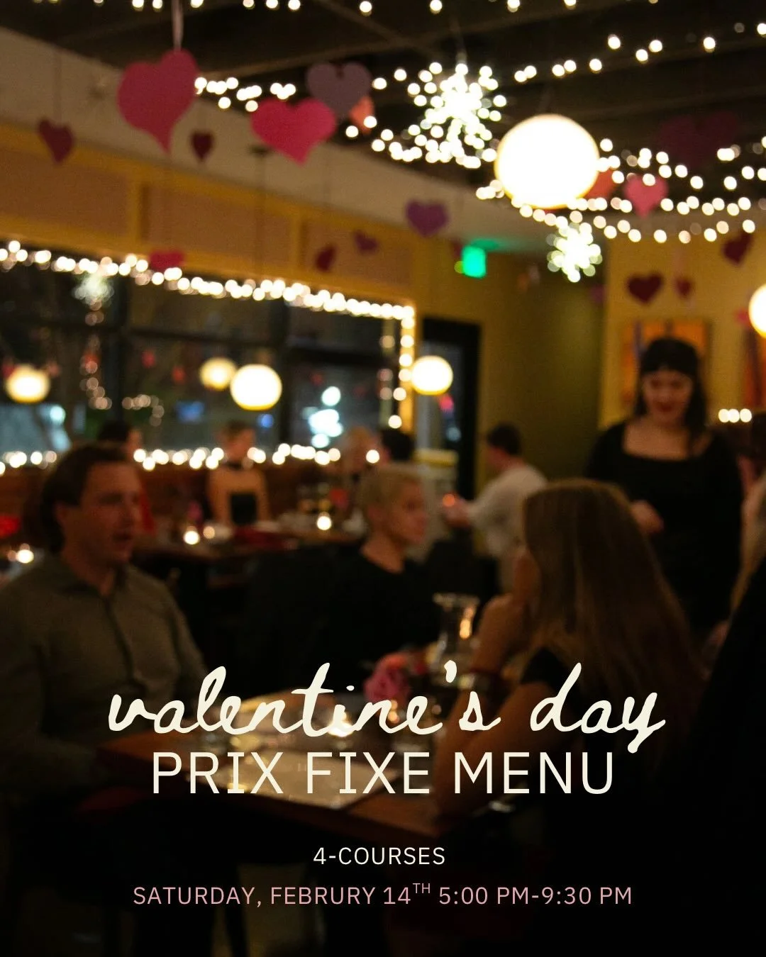 ❤️ join us on Saturday, February 14th for a romantic 4-course prix fixe menu ❤️

🍴$95 per person | 🍷 beverage pairing available for $65per person

🌟vegetarian &amp; gluten-free options available

📅 reservations are will open Saturday, January 24t