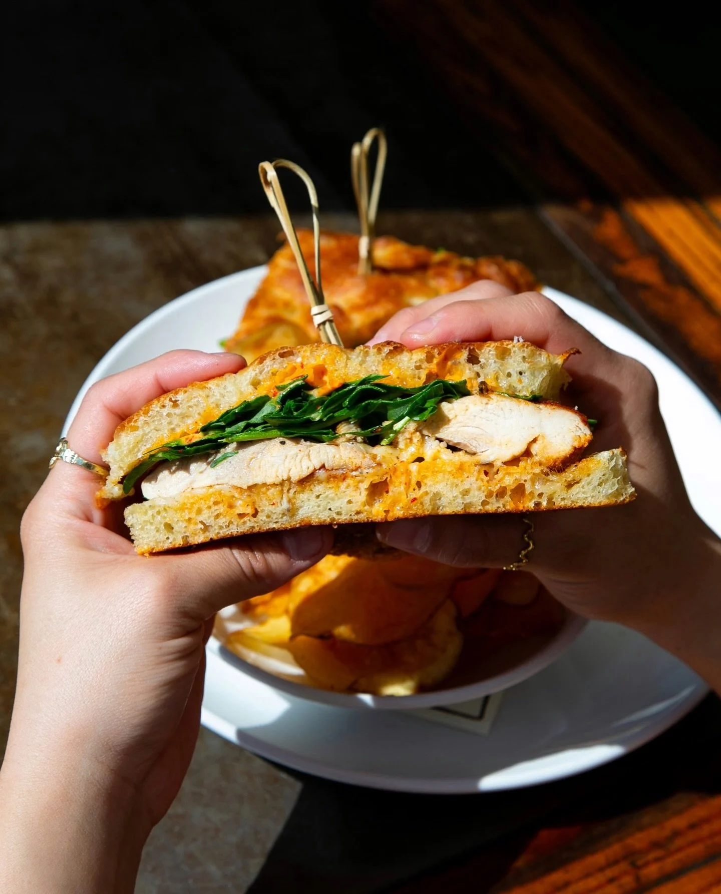 grilled chicken sandwich 🥪

romesco aioli, arugula, mozzarella, @chrisashley12 made focaccia 

✨available for lunch 11:00 am-2:30 pm✨