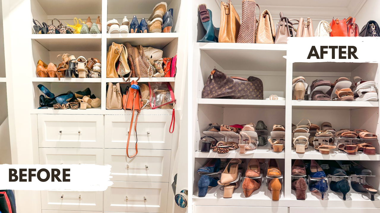 Closet Organization in Columbia South Carolina using shoe organizers