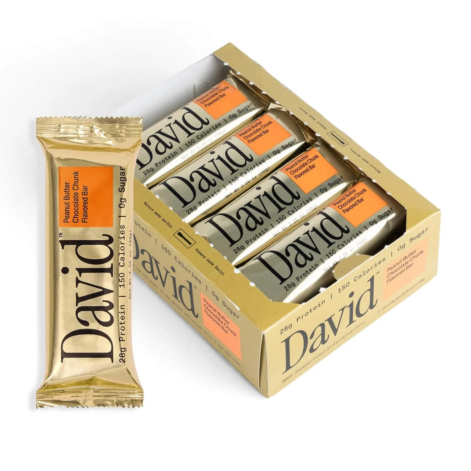 David - 28g protein 150 cal 0 sugar