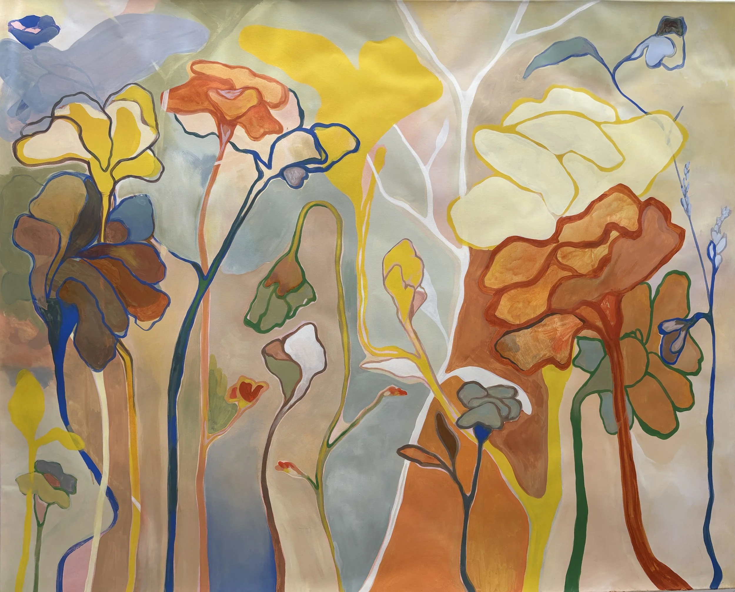 Headboard Florals, 3'x4', acrylic on canvas