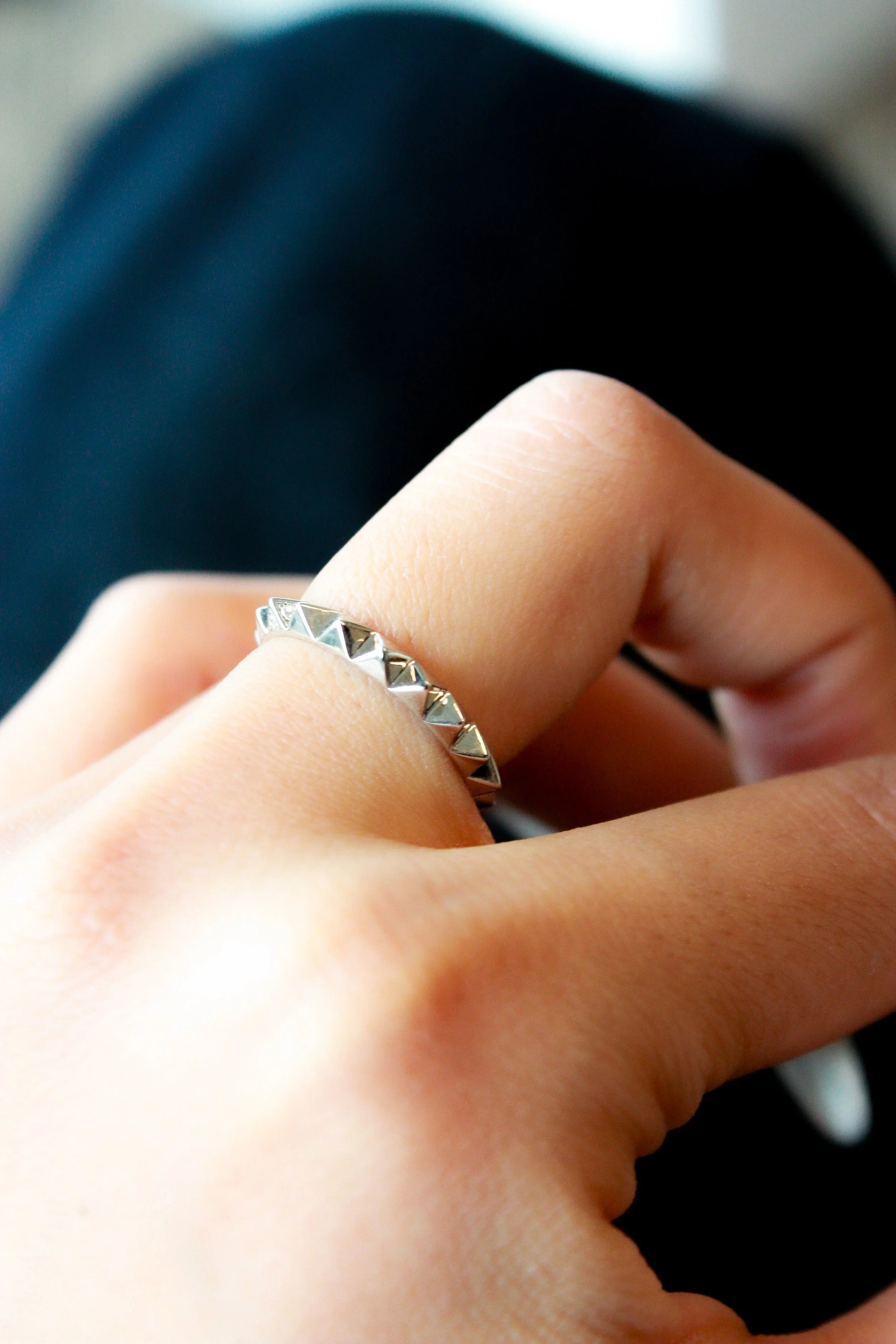 Bold Pyramid Stud Band Ring