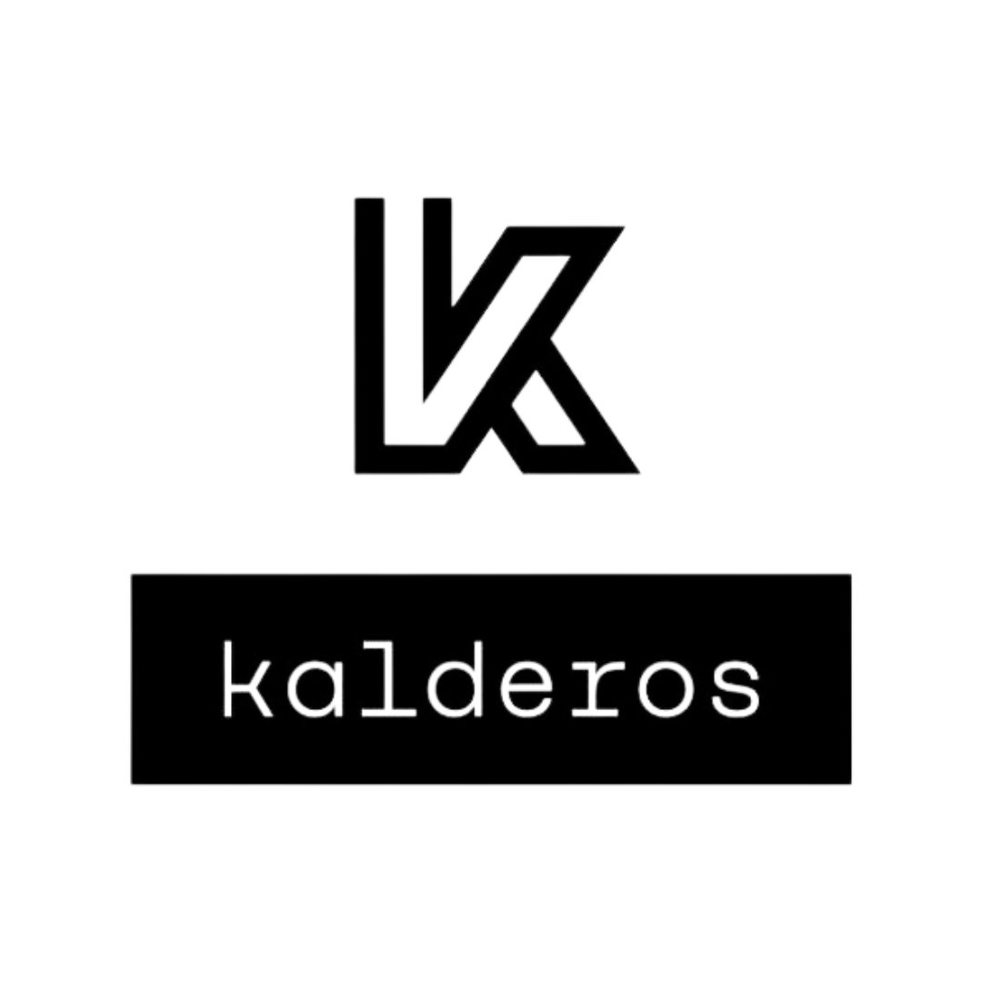 Kalderos logo with stylized "K" and text below.