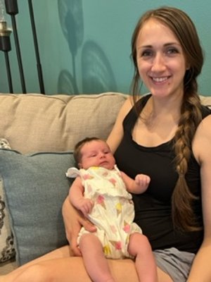Macey with her new baby