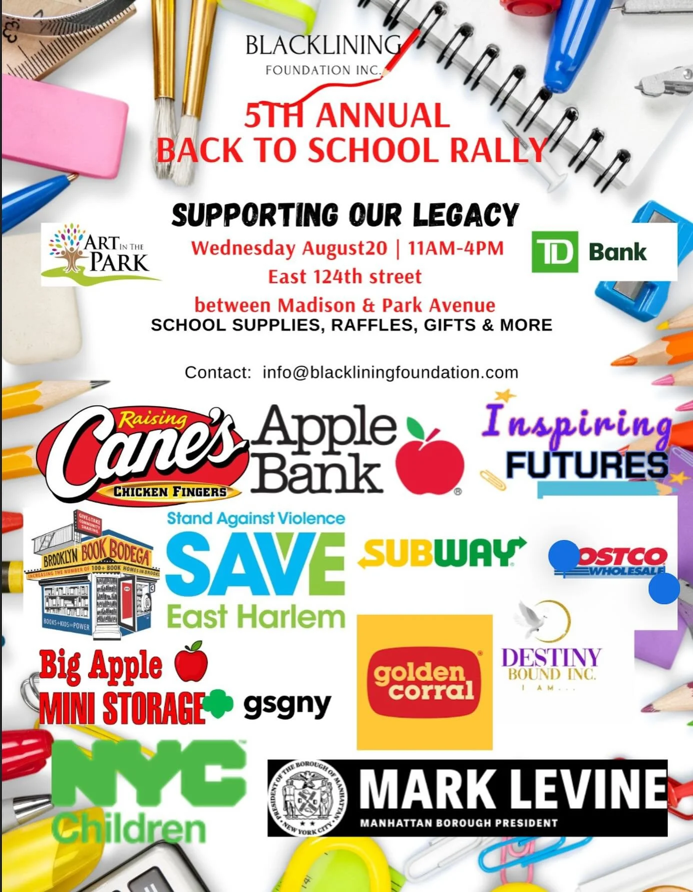 📚✨ It’s almost here! Tomorrow, we’re bringing the community together for our Back-to-School Rally 🎉
Join the Blacklining Foundation as we send our youth into the school year with confidence, resources, and love. Expect music, giveaways