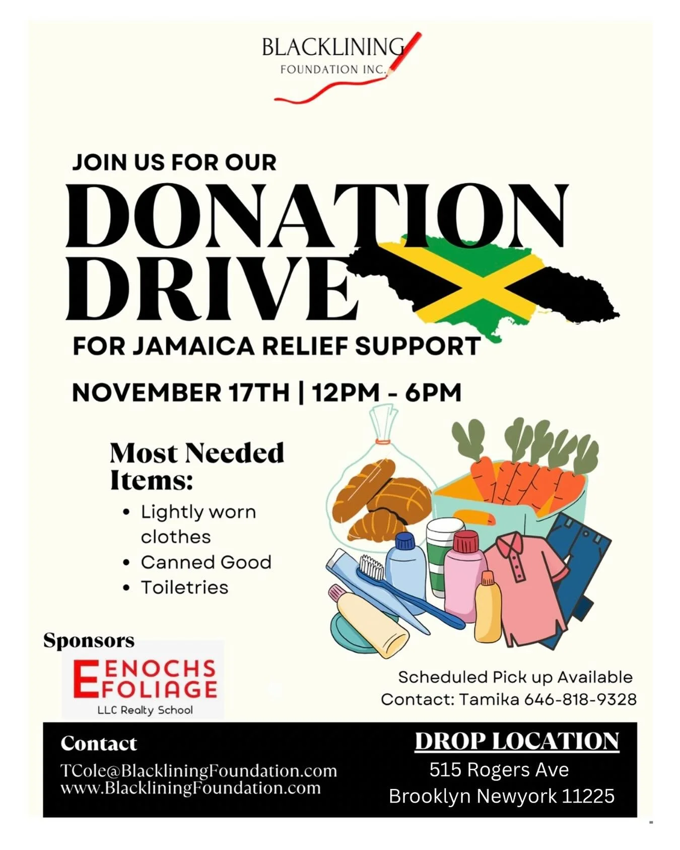 Let&rsquo;s show up for Jamaica. We&rsquo;re accepting gently used clothing, canned goods, and toiletries to support families in need. Every donation makes a difference.

#JamaicaRelief
#SupportJamaica
#CommunityForJamaica
#JamaicaStrong
#BrooklynGiv