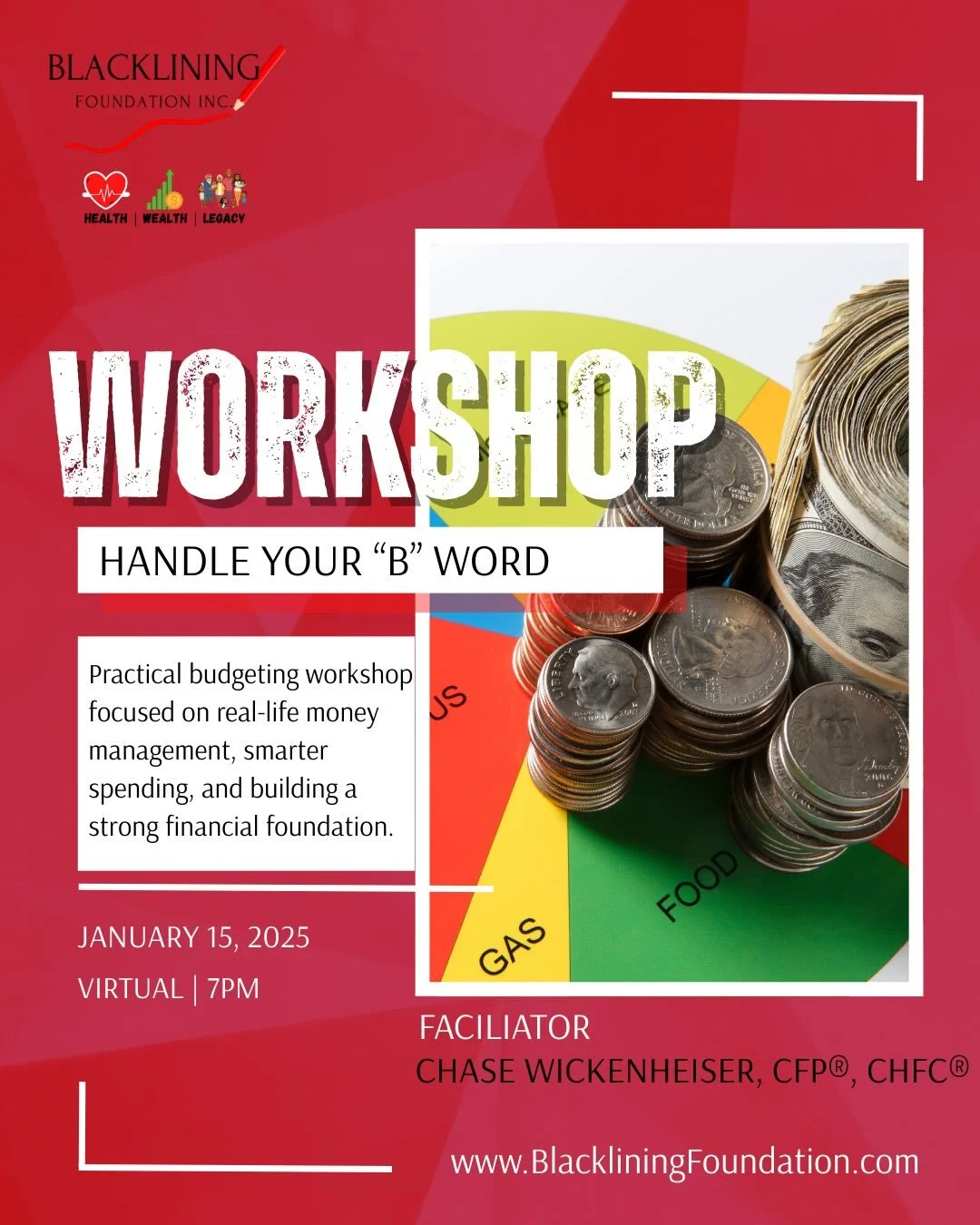 Centsible Living: Budgeting Workshop
Money clarity starts with a plan.

Our first workshop kicks off January 15th and focuses on one of the most important foundations of financial wellness: Budgeting.

This session will be facilitated by Certified Fi