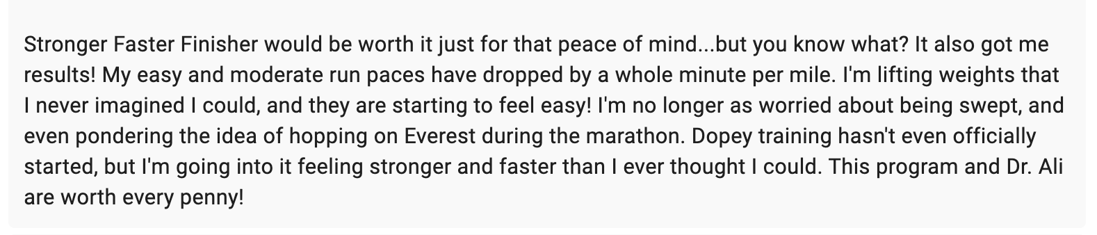 Page B Testimonial 1 minute per mile faster