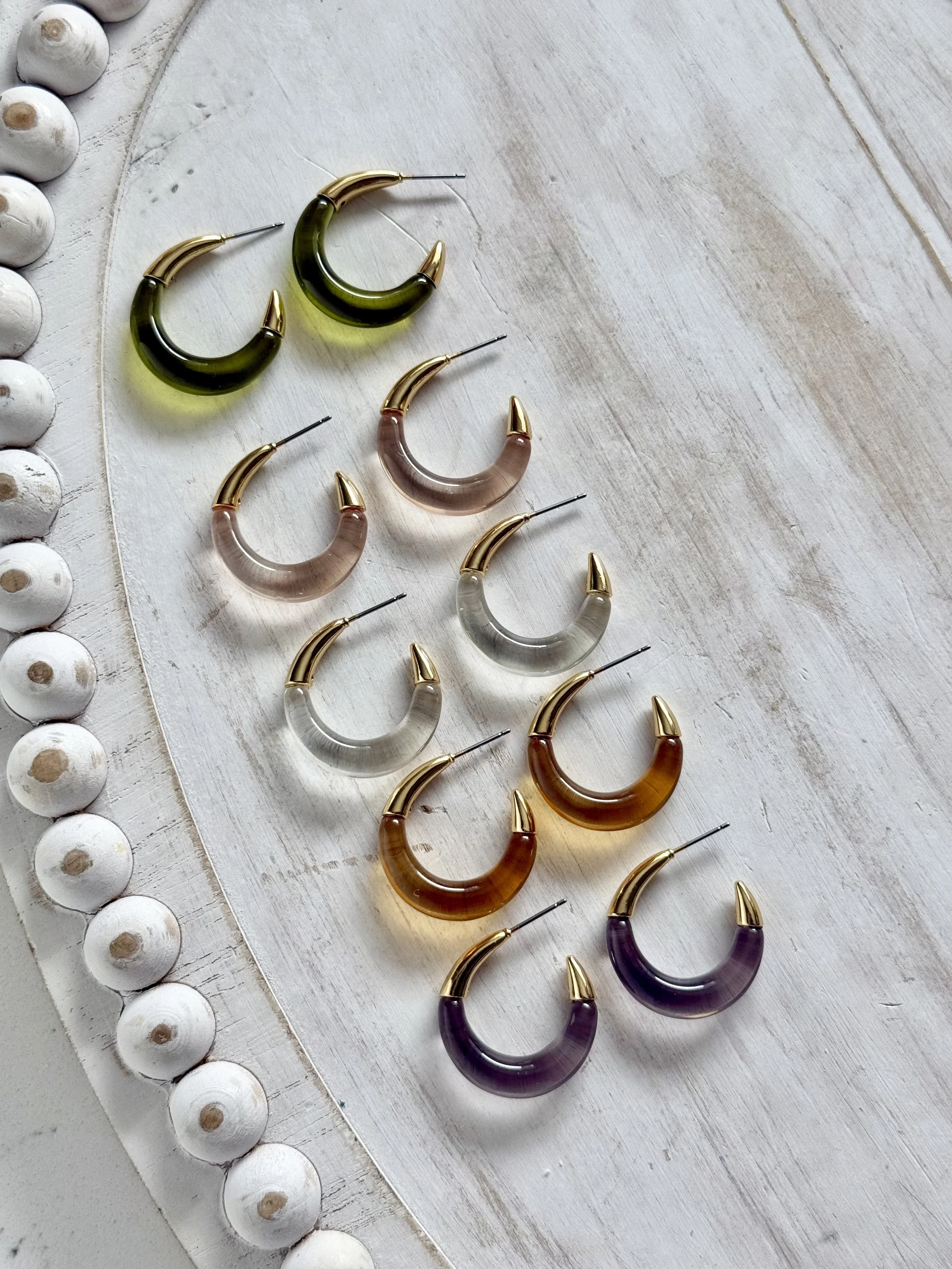Gold and Translucent Hoops (Multiple Colors)
