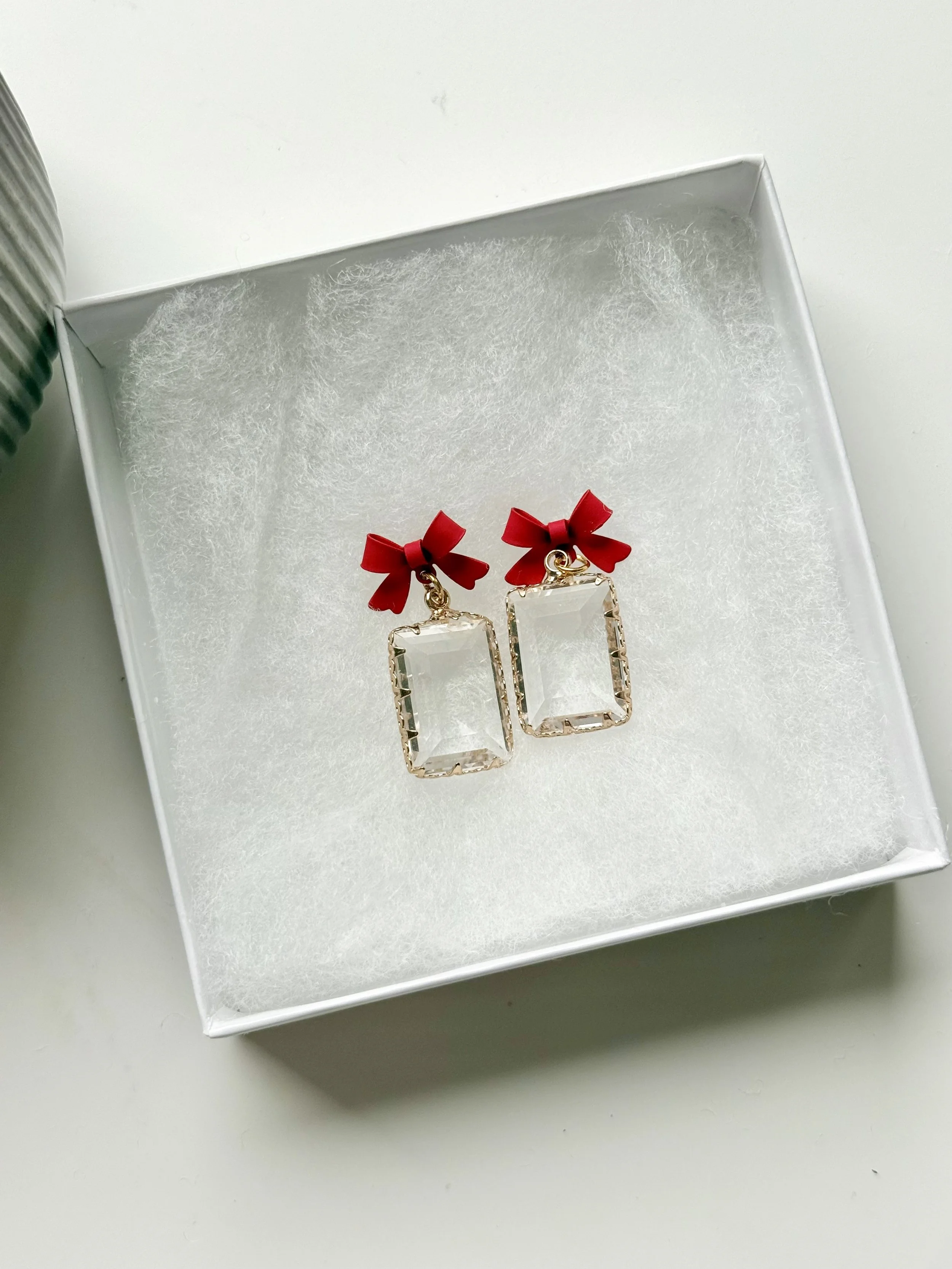 Crystal Bow Drop Earrings