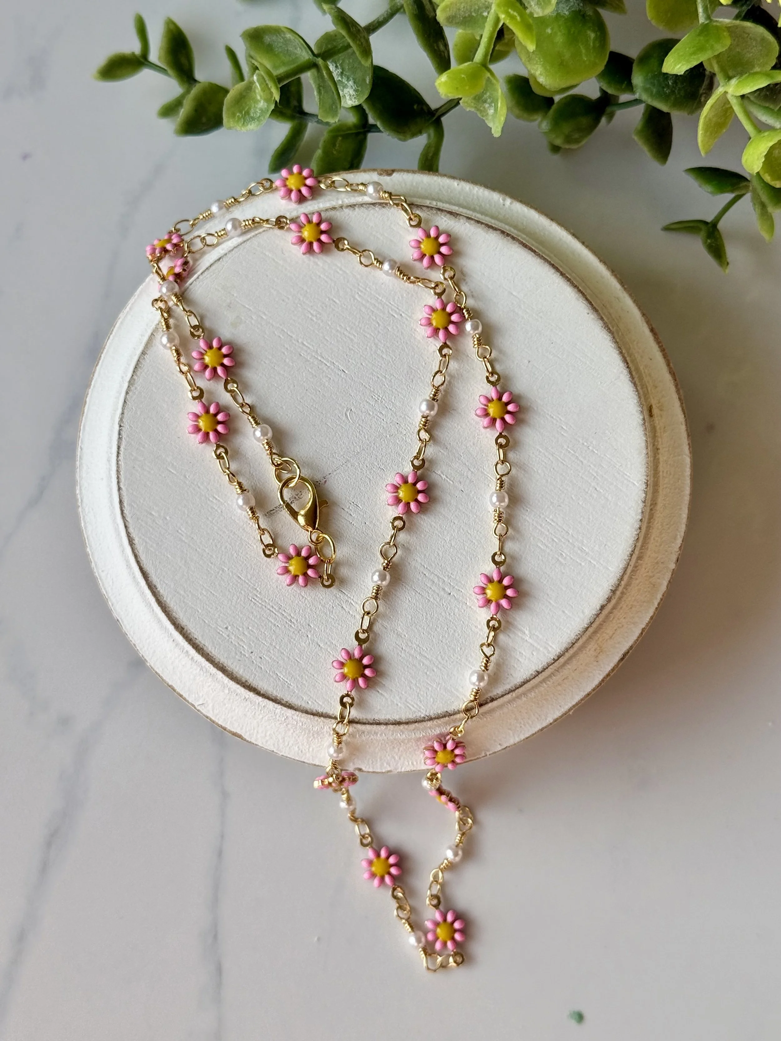 Pink Daisy Necklace