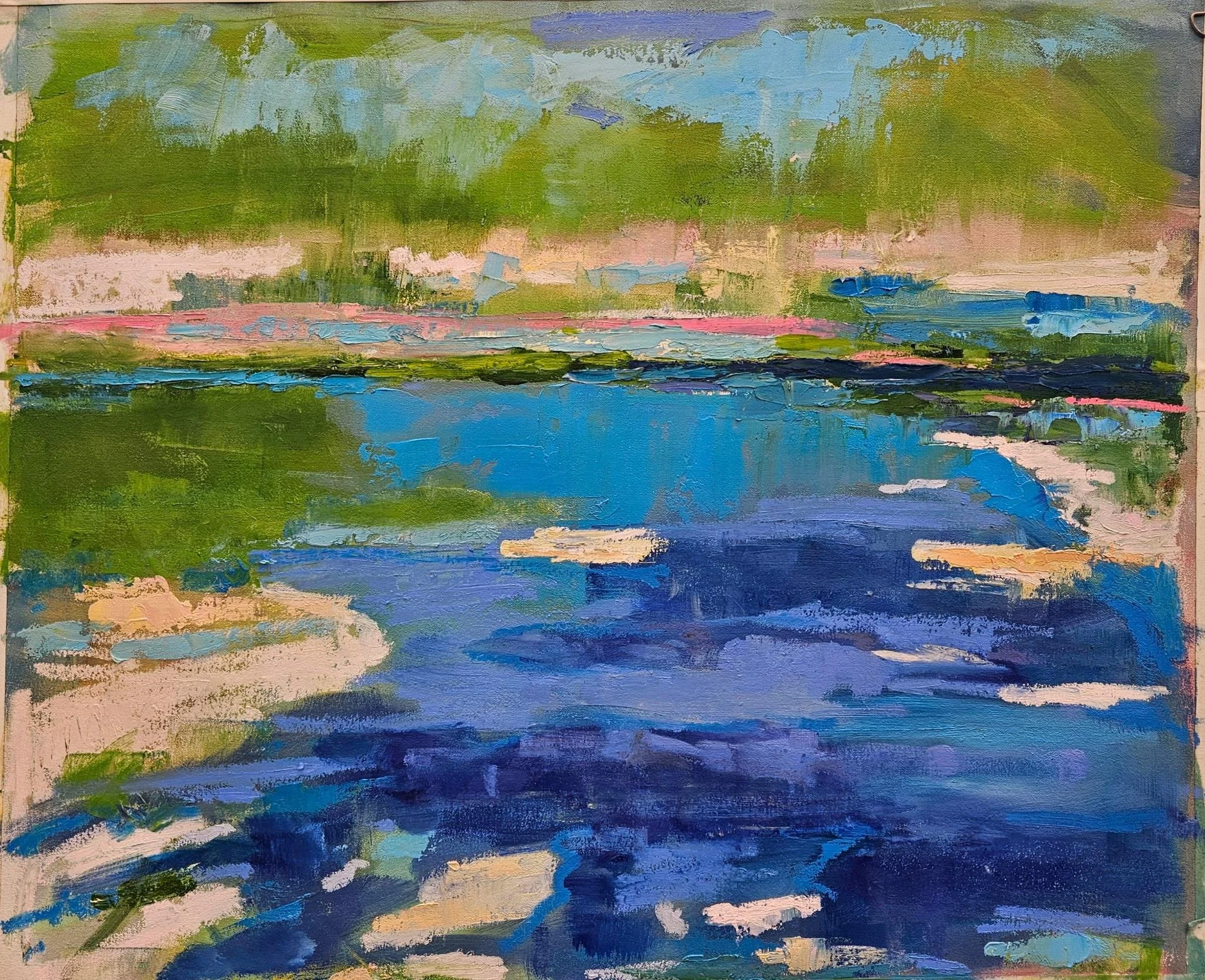 The Lakes  Oil Painting, Cold Wax & Oil Bars  24x30
