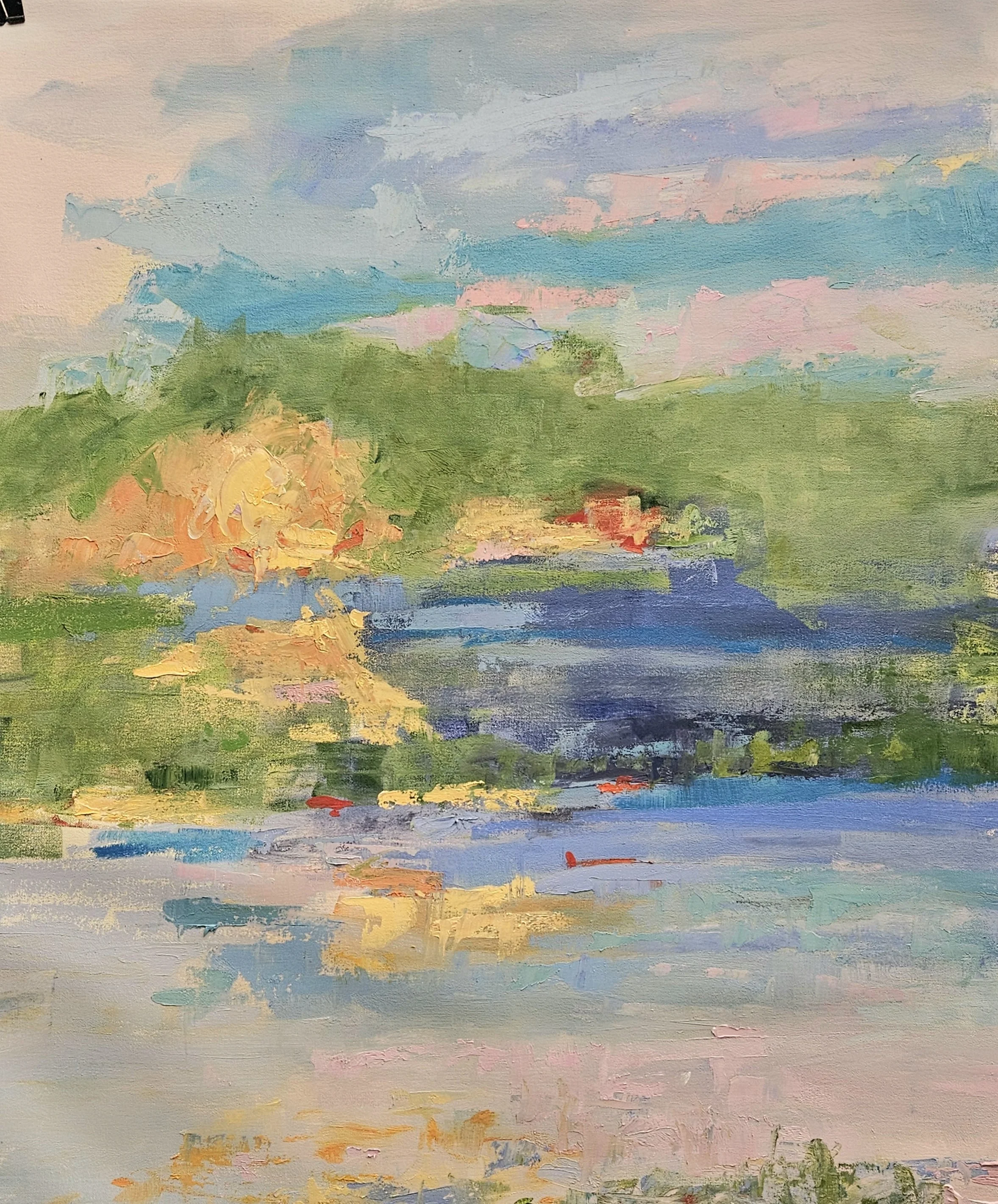 Hot Summer Oil Painting, Cold Wax & Oil Bars Oil Painting  24x30