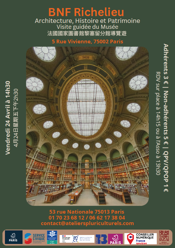 Visite guidée Bibliothèque BNF Richelieu - Architecture, Histoire et Patrimoine