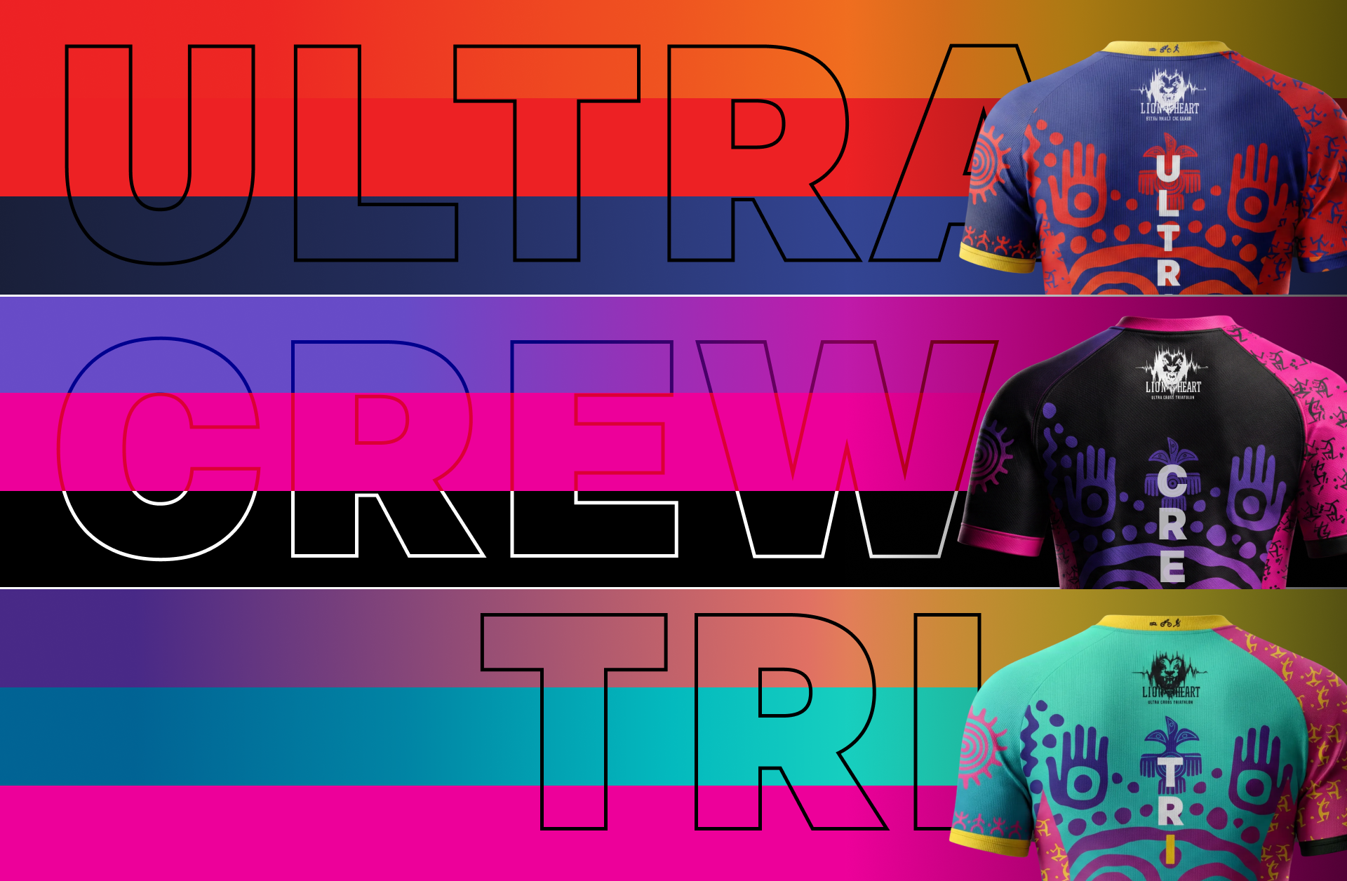 Lion Heart (Лъвско сърце) color palette for every T-shirt type, color-coded to perfection - for Ultra athletes, the Lion Heart (Лъвско сърце) Crew and Merchandise