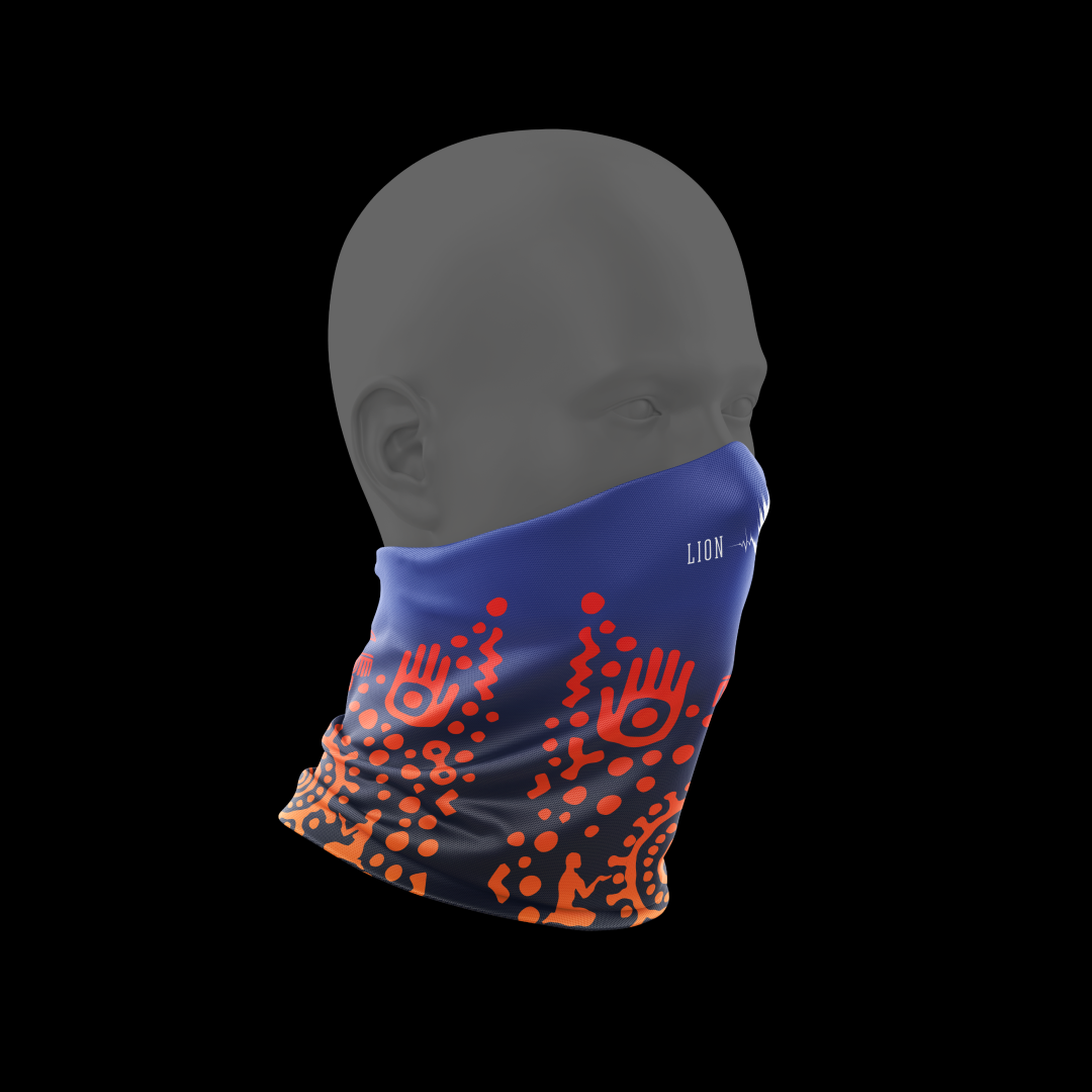 Lion Heart (Лъвско сърце) buff that shares the same design as the t-shirt - the primal symbols of the design