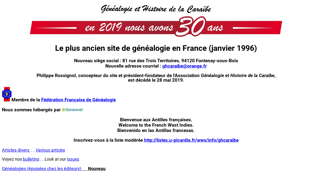 Généalogie et Histoire de la Caraïbe