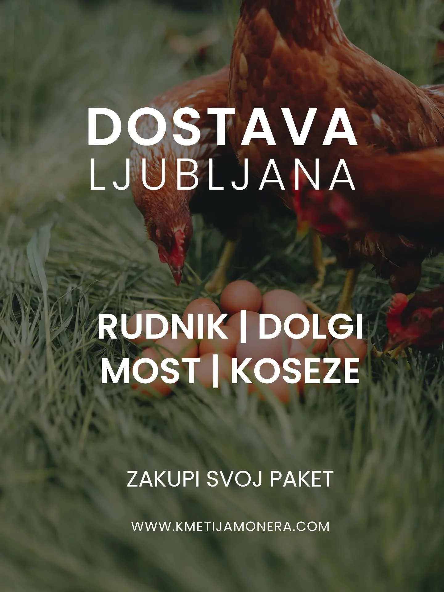 Zaradi va&scaron;ega izjemnega odziva smo se odločili, da vzpostavimo redno tedensko dostavo v Ljubljano. 🚚

Dostava bo potekala ob četrtkih po naslednje časovnem razporedu:

🥚Rudnik 16.30 - 17.00
🥚Dolgi most 17.30 - 18.00
🥚Koseze 18.30 - 19.00

