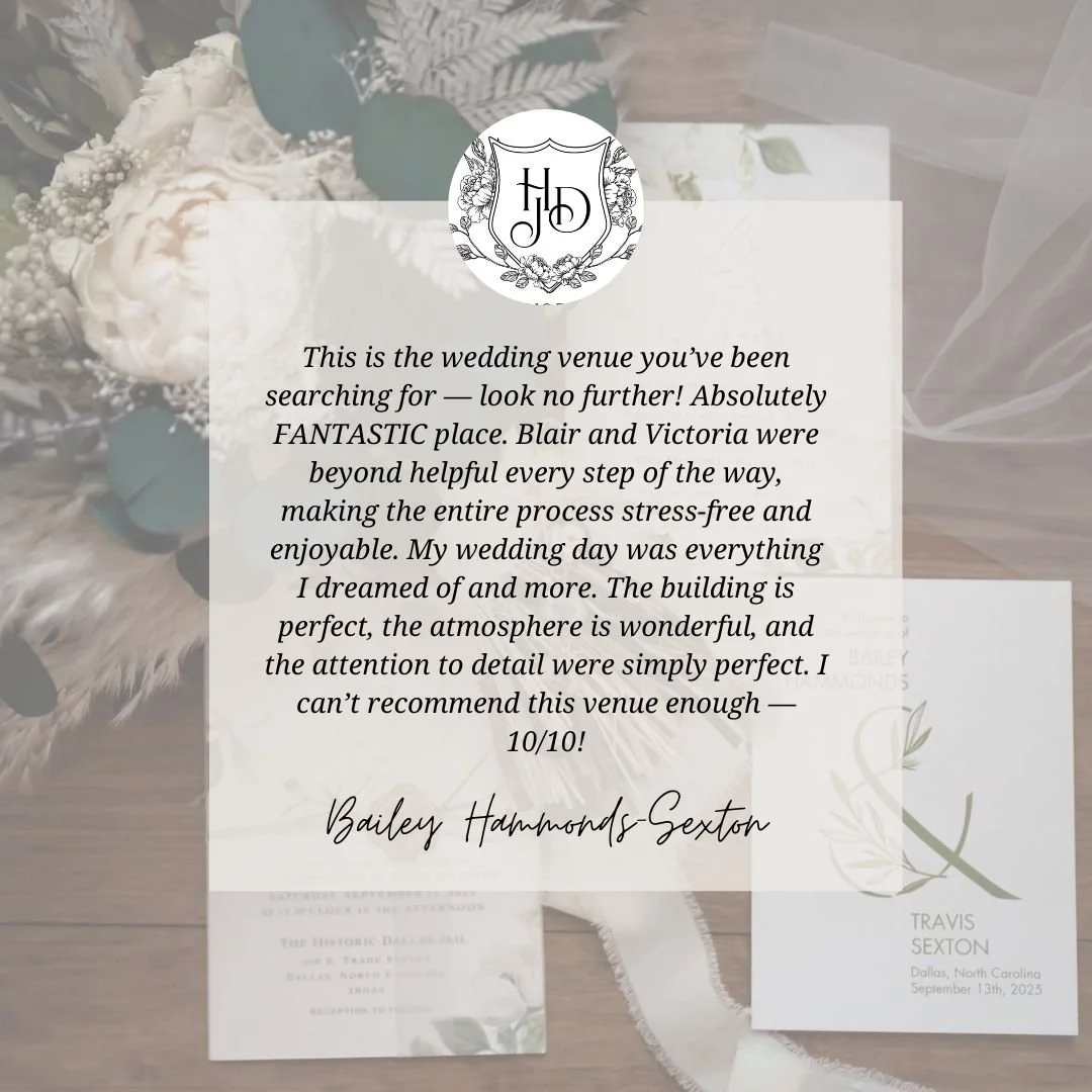 We&rsquo;re so grateful for the amazing couples who share their experience with us! 🥰 Our team truly loves helping you celebrate life&rsquo;s biggest moments.

See what&rsquo;s possible at The Historic Dallas Jail &mdash; schedule your tour!

@@step