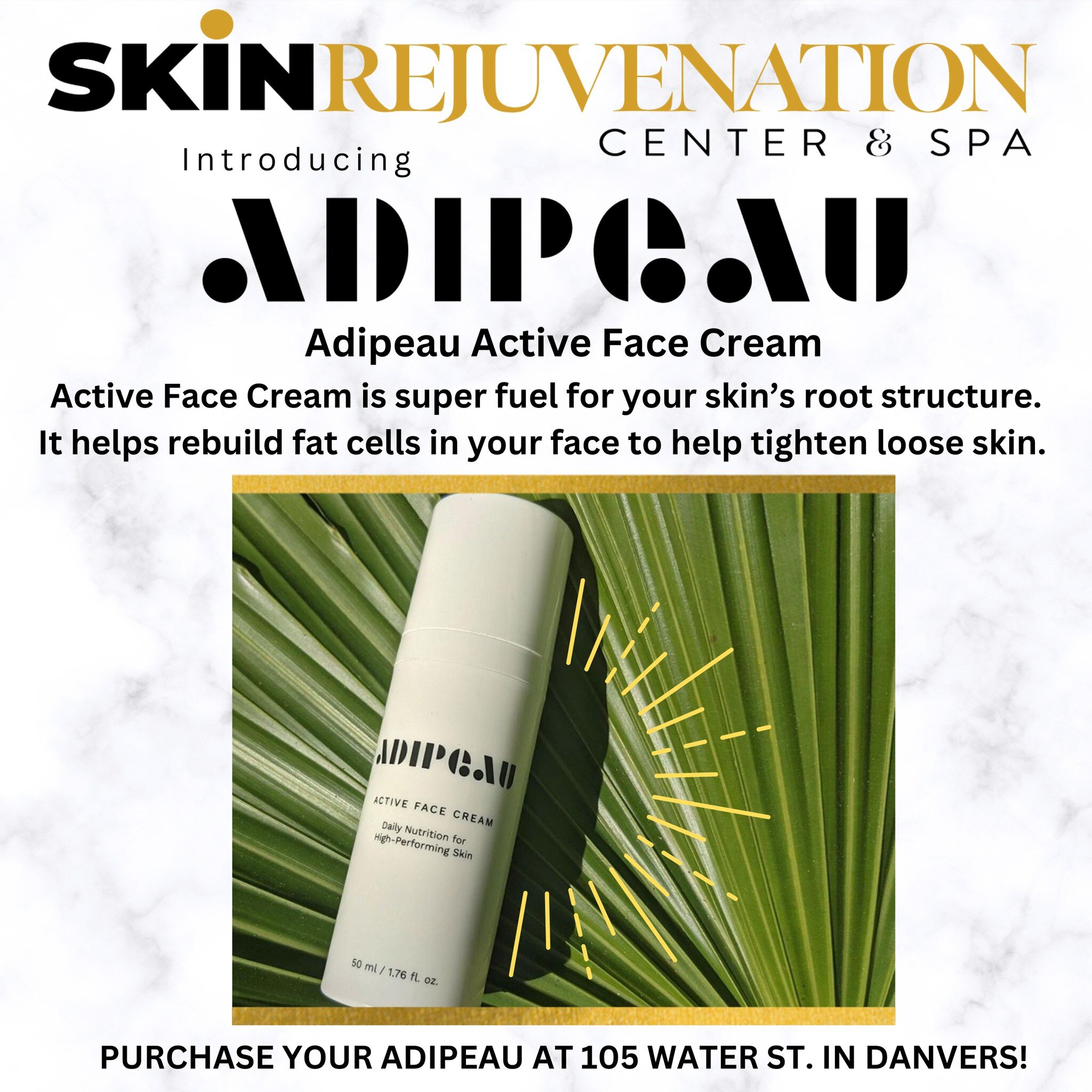 Introducing ADIPEAU, a revolutionary product that is super fuel for your skin's root structure! It helps rebuild fat cells in your face to help tighten loose skin. We have seen absolutely incredible results in our clients that are using it. See our p