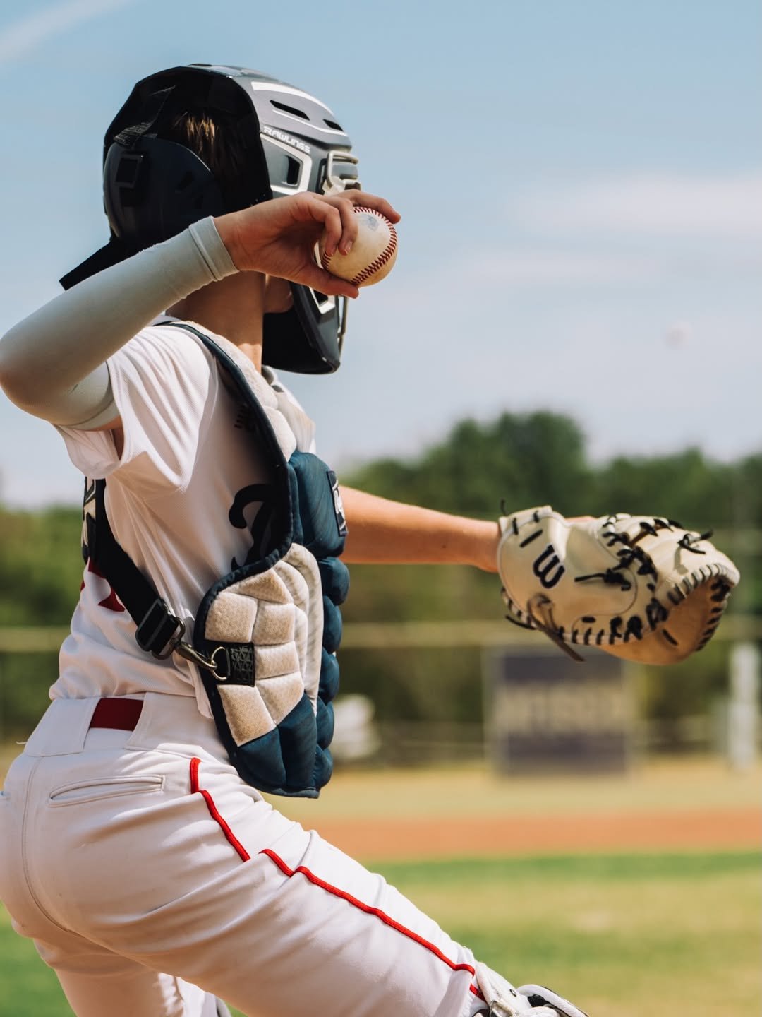 Travelers catcher preparing to throw during a game