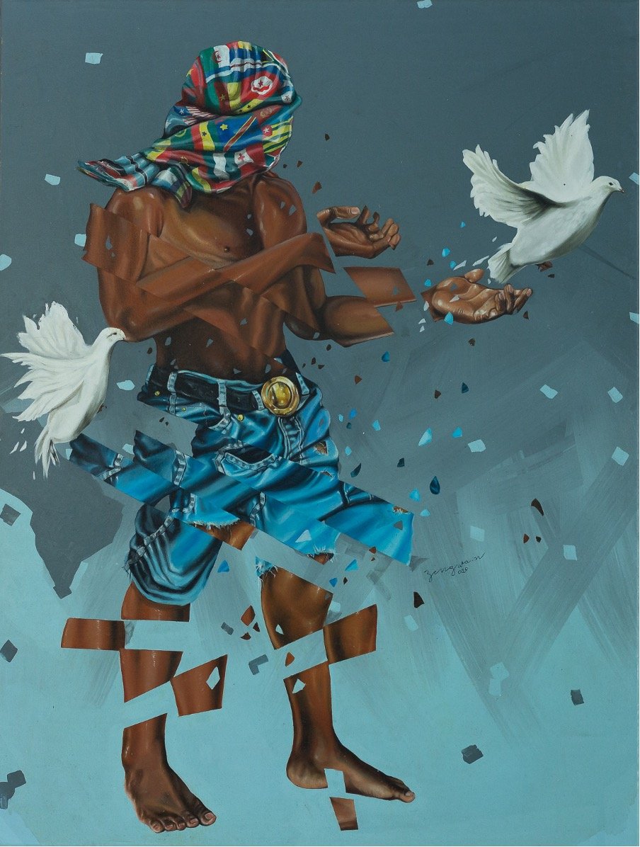 Nathan Zengwa
NO TITLE, 2020
Acrylic and oil on canvas, 130 x 100 cm