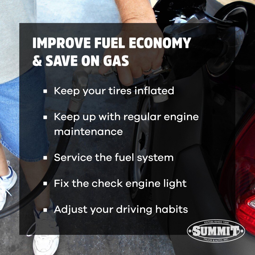 ⛽ Ways you can help save on gas usage:
✔️ Keep your tires inflated 
✔️ Keep up with regular engine maintenance
✔️Service the fuel system
✔️Fix the check engine light
✔️Adjust your driving habits to use less gas