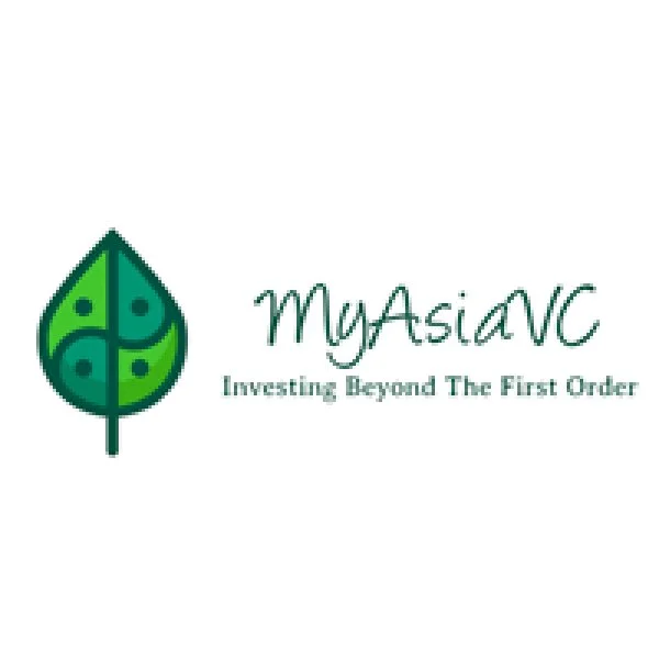 Logo for MyAsiaVC with a green leaf icon and the text 'MyAsiaVC Investing Beyond The First Order'.