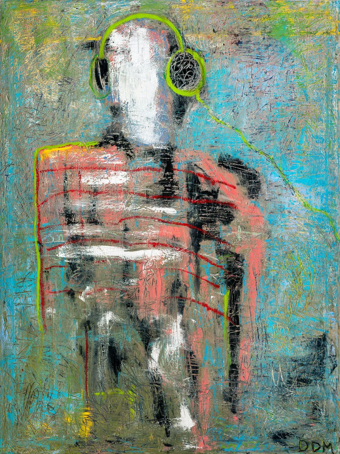 Out Of The Static, 2024, Oil and cold wax on canvas, 48 x 36, Framed