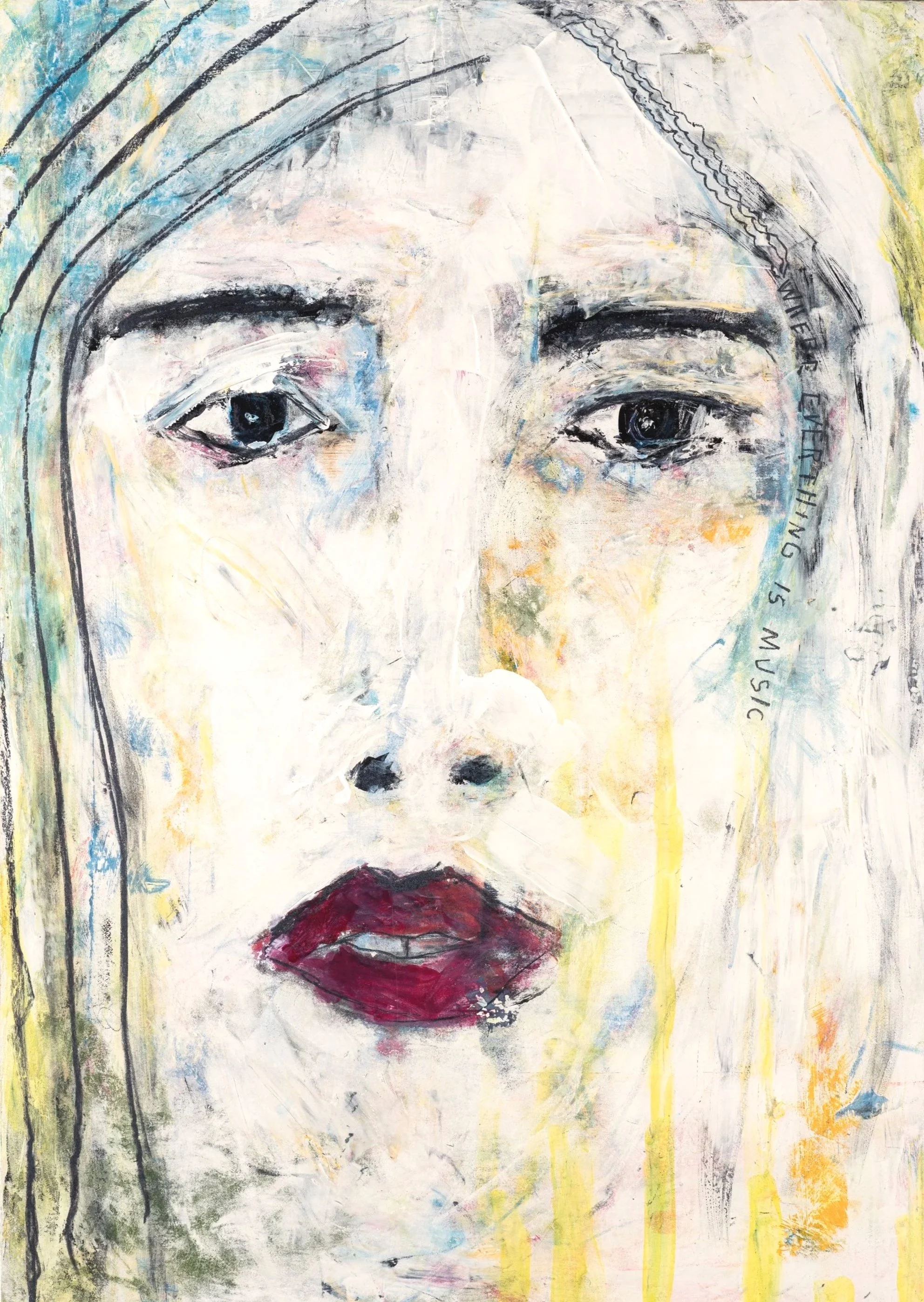 Where Everything is Music, 2021, Acrylic and pastel on panel, 36 x 24, Framed