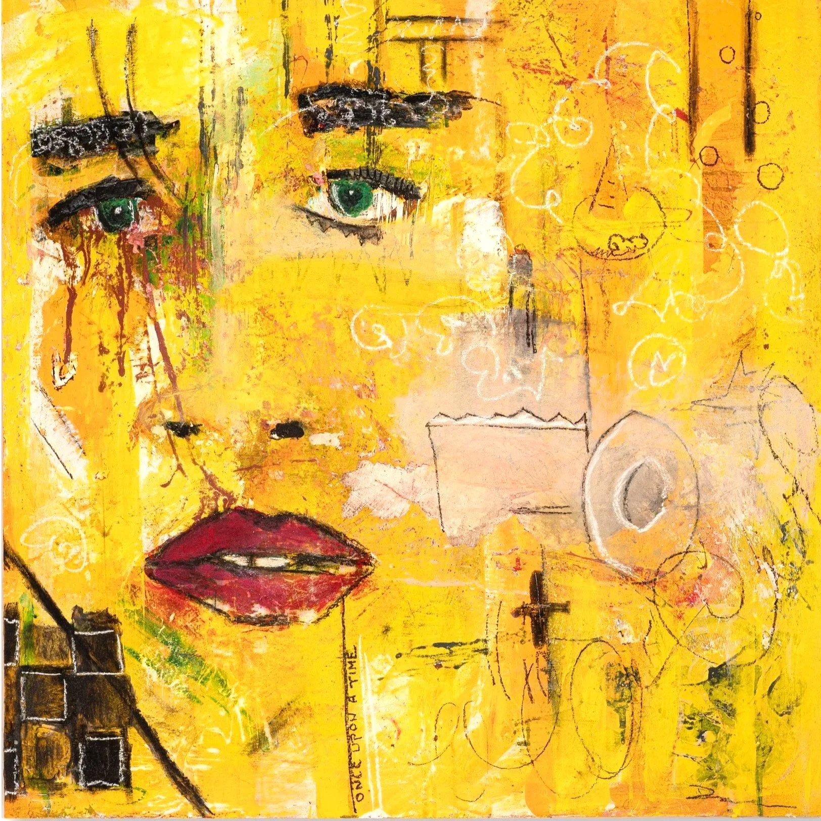 Goldfinch, 2022, Acrylic and pastel on panel, 30 x 30-SOLD