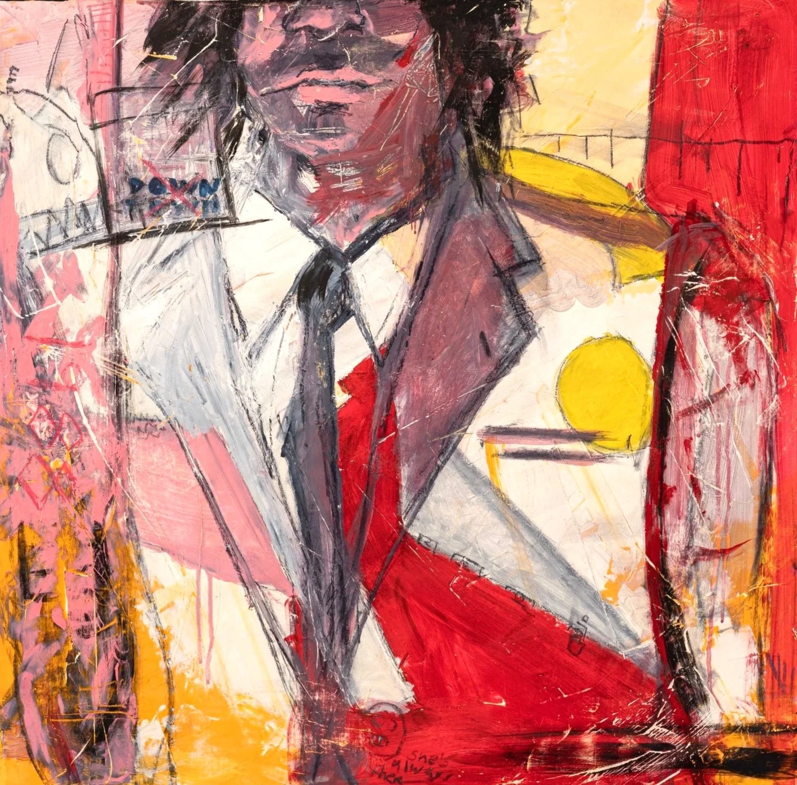 1988, 2022, Acrylic and pastel on panel, 30 x 30, Framed