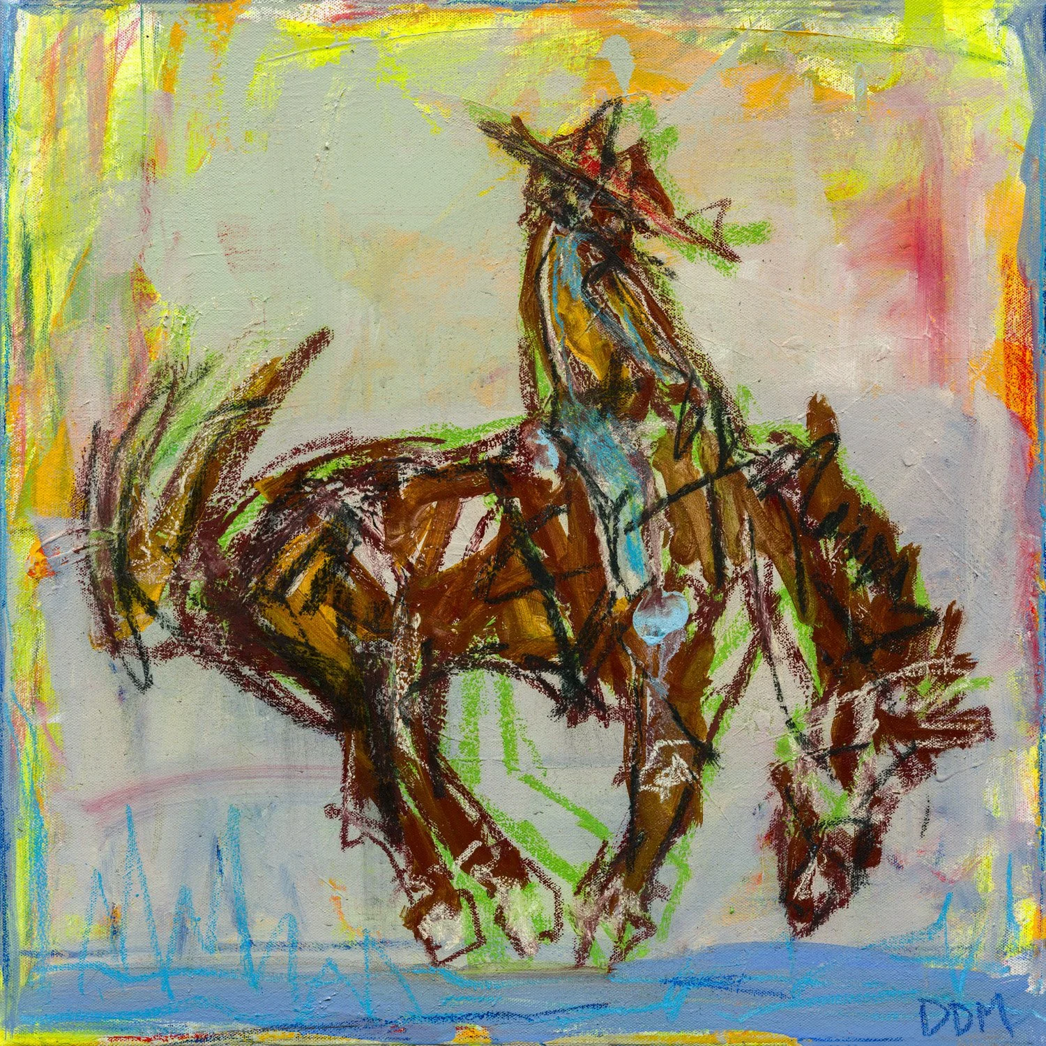 Untethered, 2026, Acrylic on canvas, 20 x 20, Framed. 