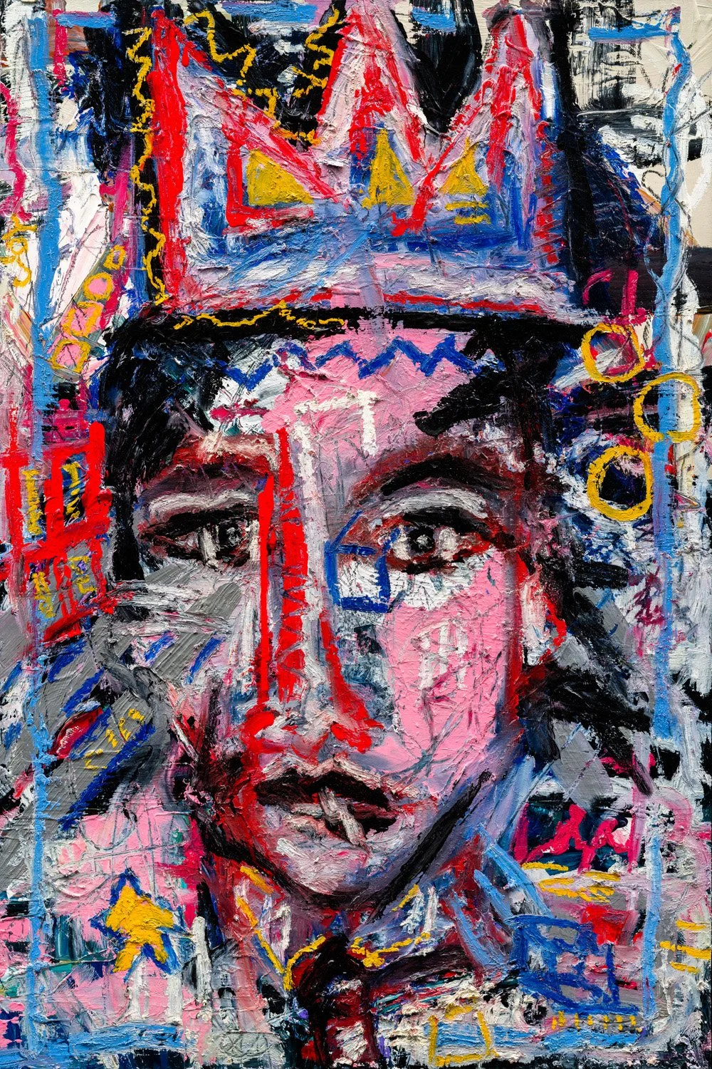 Grand Illusion, 2021, Acrylic and pastel on panel, 36 x 24, Framed